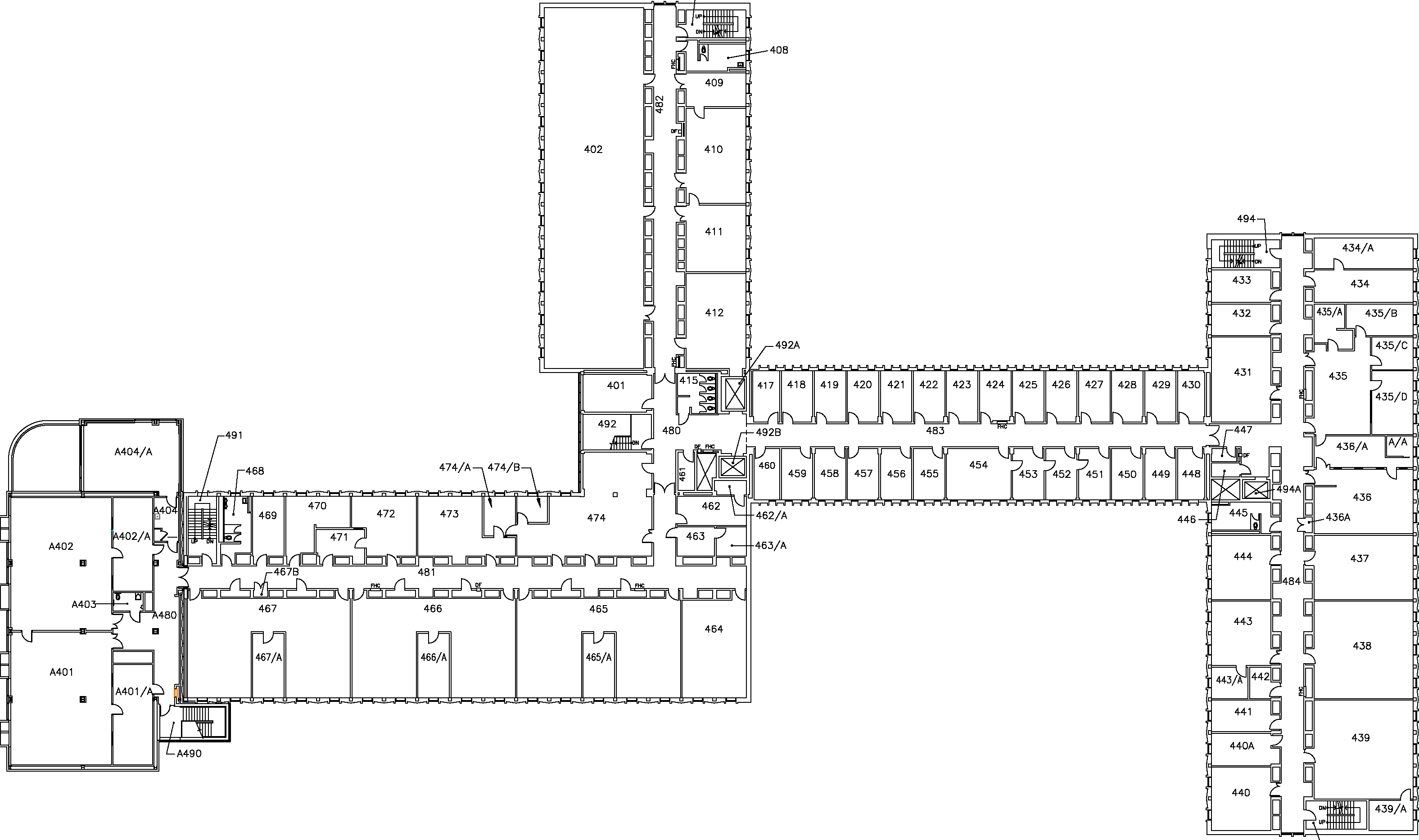 AN Bourns Science Building - Fourth Floor Map