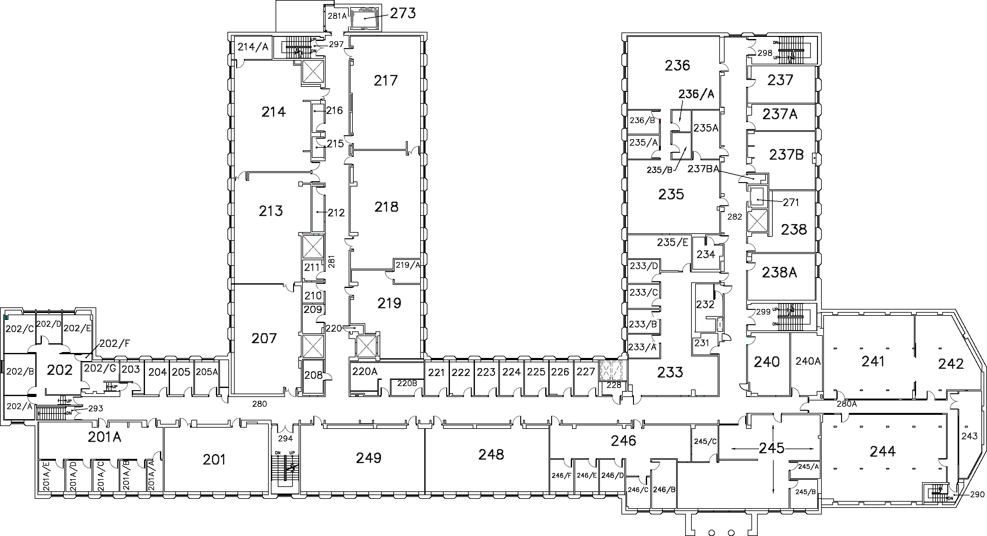 Burke Science Building - Second Floor Map