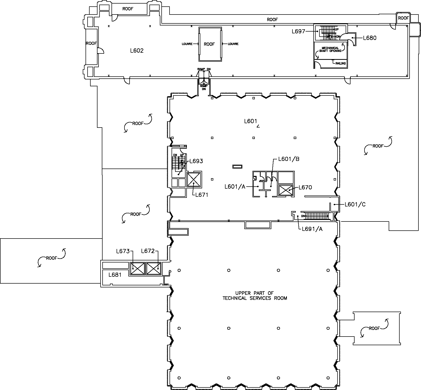 Mills Library - Sixth Floor Map