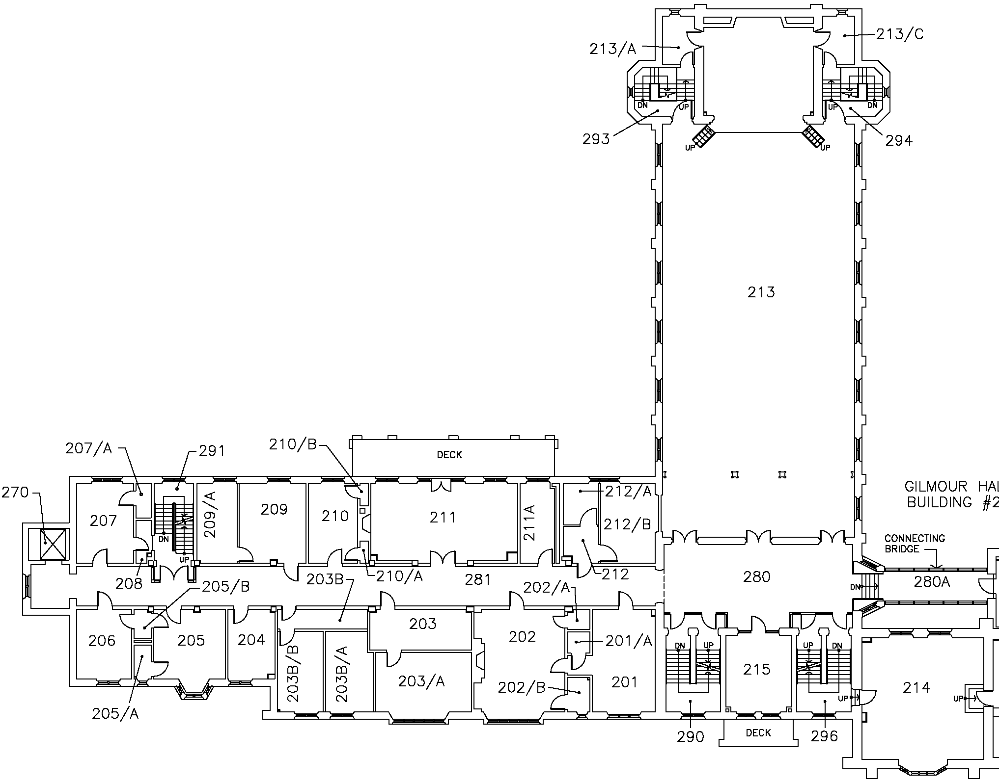University Hall - Second Floor Map